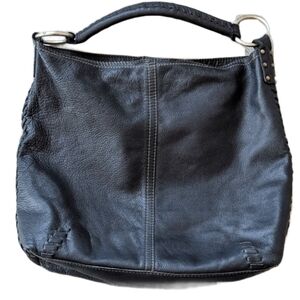 Vintage Lucky Brand Hobo Shoulder Black Leather Women's Bag Moto